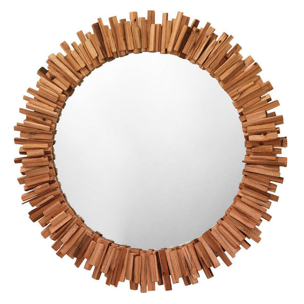 Coastal Style Natural Driftwood Round Wall Mirror Wall Mirrors LOOMLAN By Jamie Young