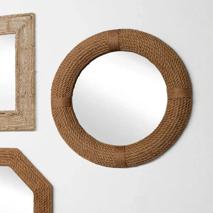 Coastal Style Natural Jute Round Rope Wall Mirror - LOOMLAN - Jamie Young - Wall Mirrors