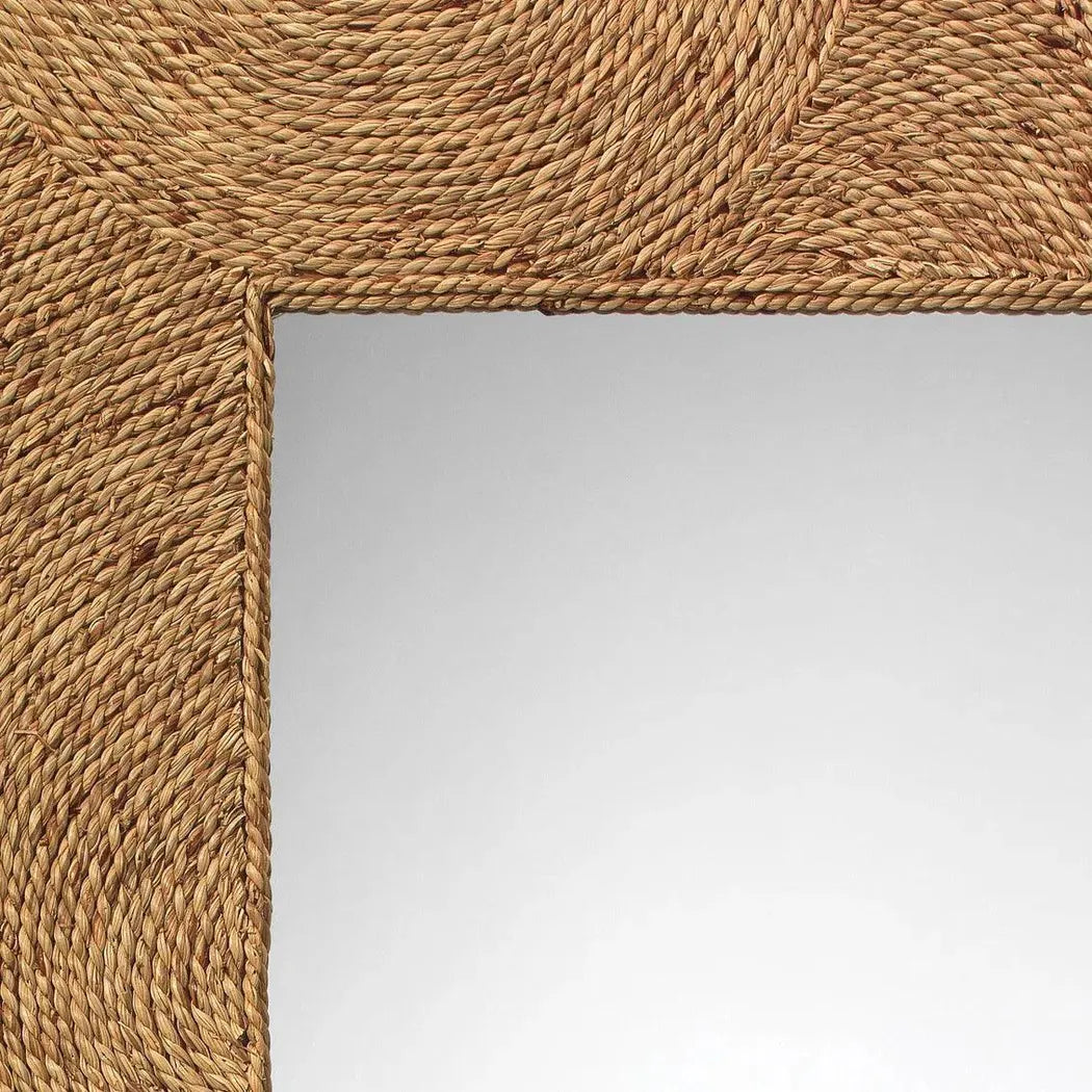 Coastal Style Natural Seagrass Harbor Floor Wall Mirror