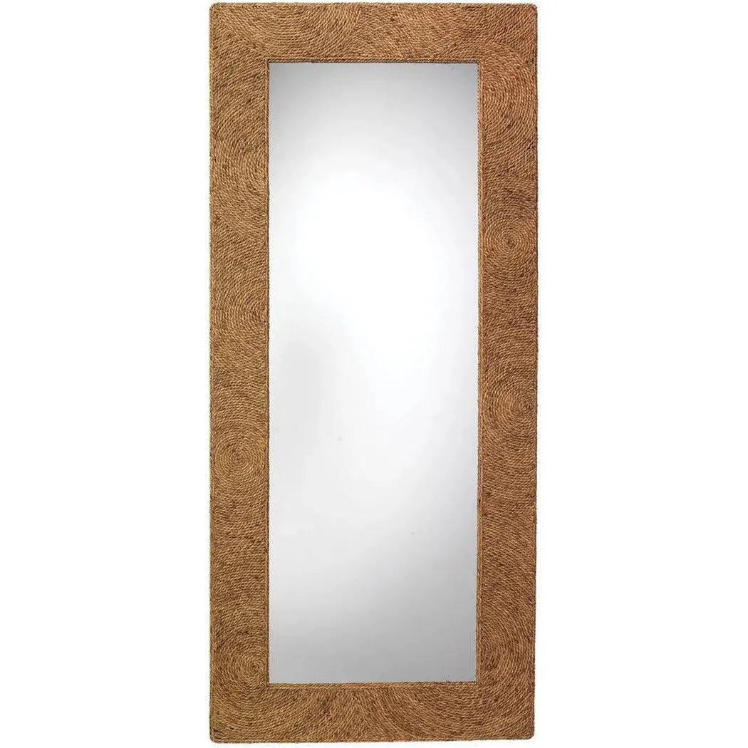 Coastal Style Natural Seagrass Harbor Floor Wall Mirror