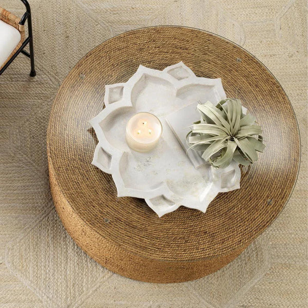Coastal Style Natural Seagrass Round Harbor Coffee Table Coffee Tables LOOMLAN By Jamie Young