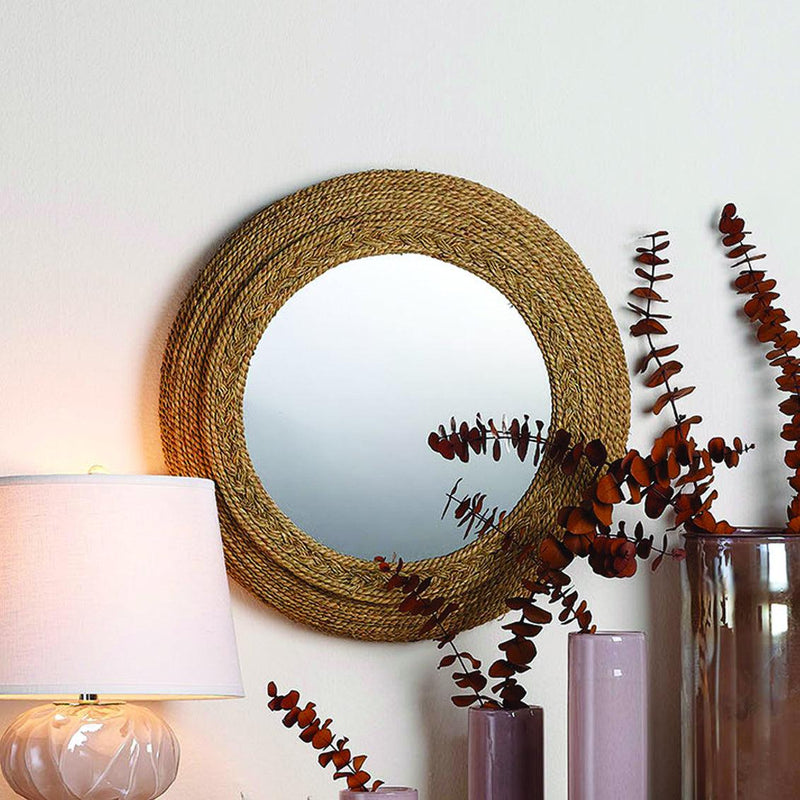 Coastal Style Seagrass Hand-Woven Vertical Wall Mirror Wall Mirrors LOOMLAN By Jamie Young