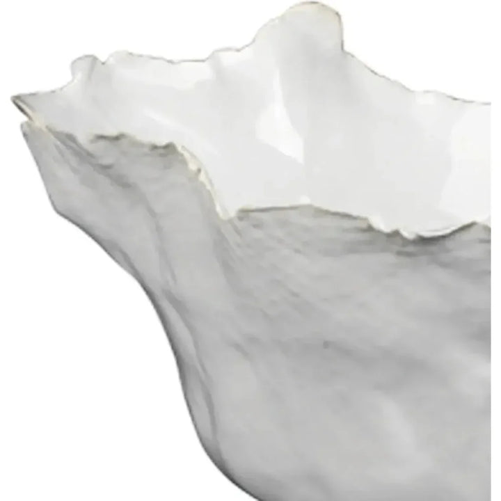 Coastal Style White Ceramic Fleur Ceramic Bowls 3PC - LOOMLAN - Jamie Young - Boxes & Bowls
