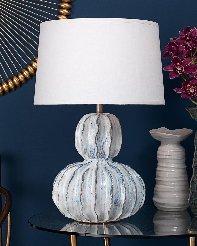 Coastal Style White Ceramic Oceana Gourd Table Lamp Table Lamps LOOMLAN By Jamie Young