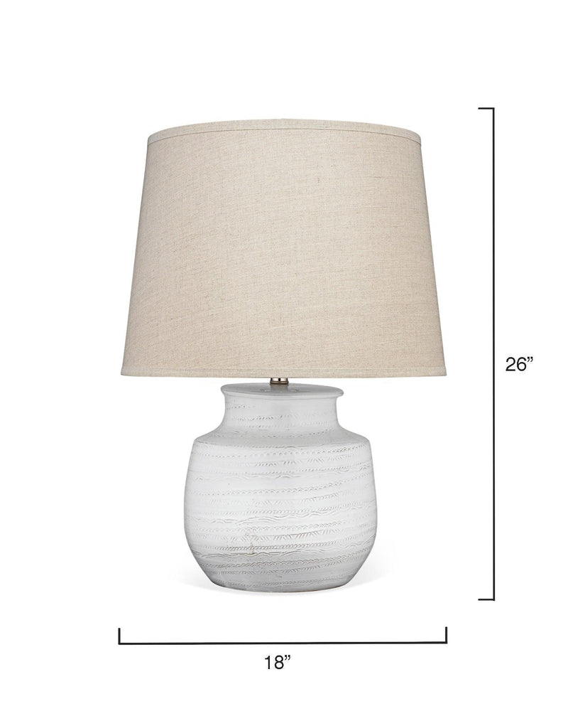Coastal Style White Ceramic Trace Table Lamp Table Lamps LOOMLAN By Jamie Young