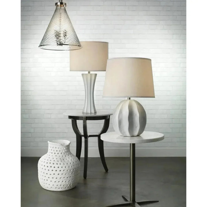 Coastal Style White Ceramic Urchin Table Lamp - LOOMLAN - Jamie Young - Table Lamps
