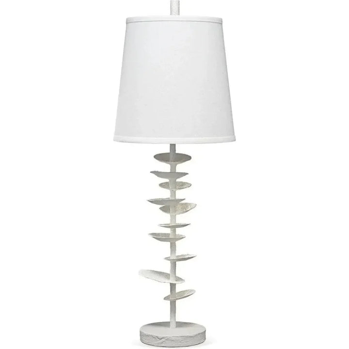 Coastal Style White Gesso Petals Table Lamp - LOOMLAN - Jamie Young - Table Lamps