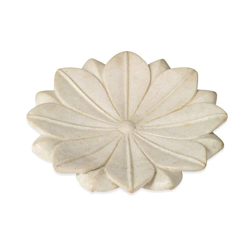 Coastal Style White Marble Lotus Plate Boxes & Bowls LOOMLAN By Jamie Young