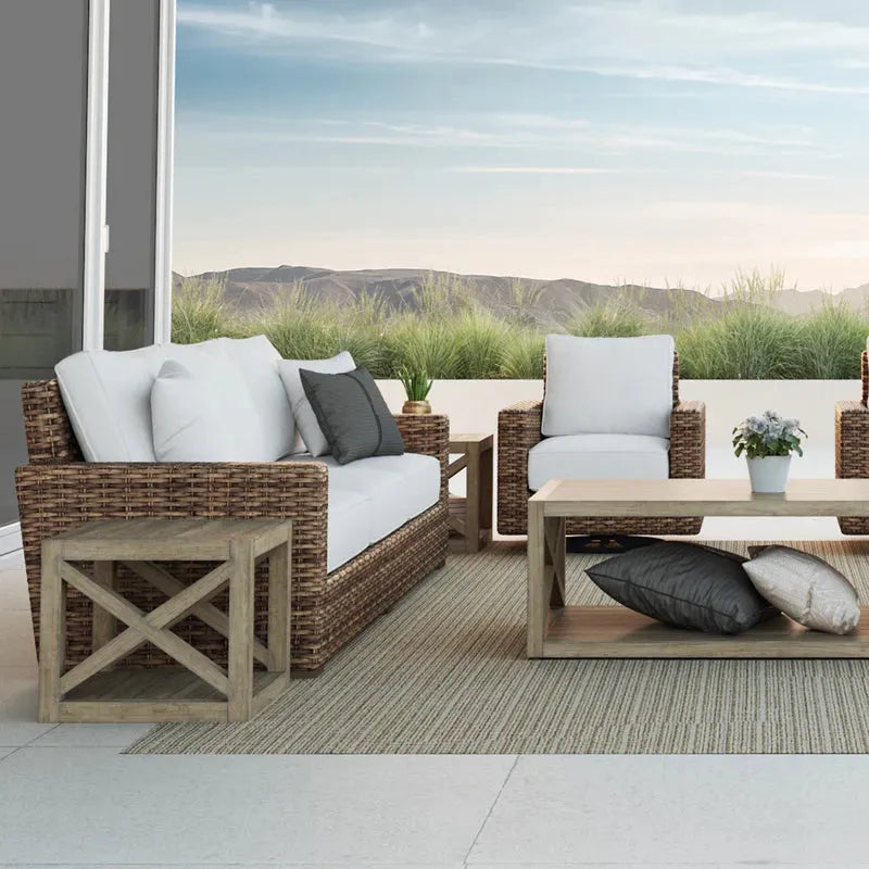 Coastal Teak Durable X Outdoor Coffee Table-Outdoor Coffee Tables-Sunset West-LOOMLAN