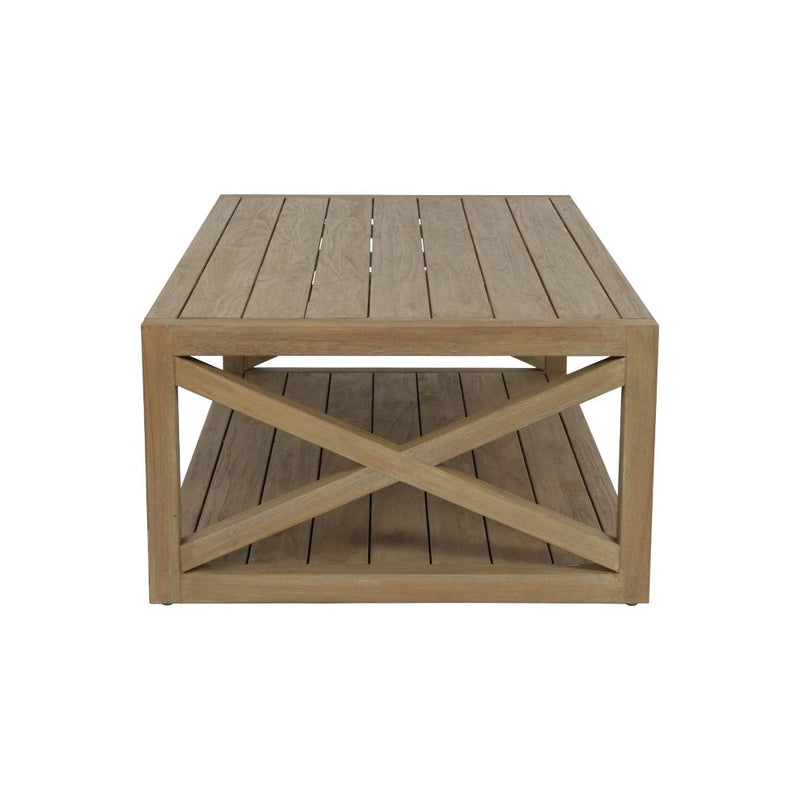 Coastal Teak Durable X Outdoor Coffee Table-Outdoor Coffee Tables-Sunset West-LOOMLAN