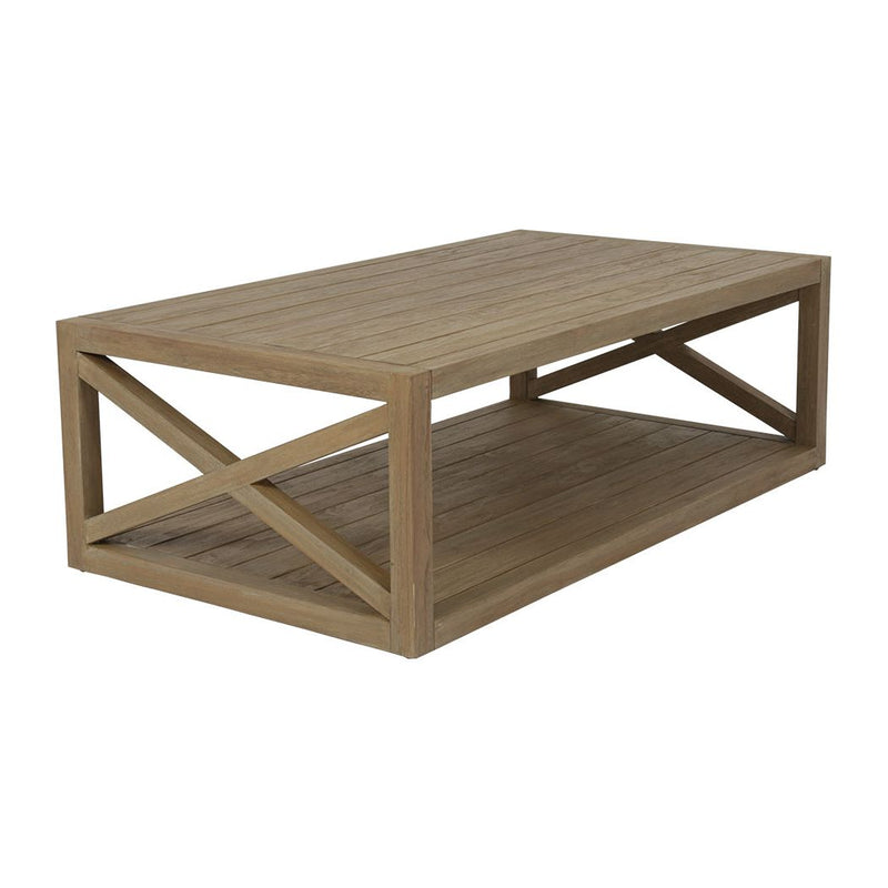 Coastal Teak Durable X Outdoor Coffee Table-Outdoor Coffee Tables-Sunset West-LOOMLAN