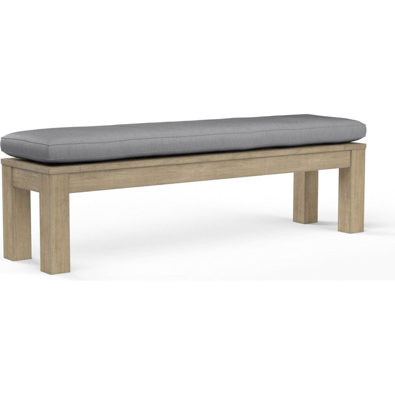 Coastal Teak Sunbrella Outdoor Dining Bench-Outdoor Benches-Sunset West-Canvas Granite-LOOMLAN