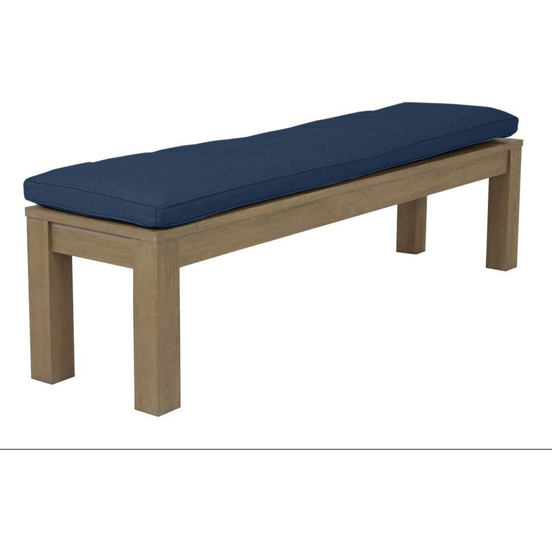 Coastal Teak Sunbrella Outdoor Dining Bench-Outdoor Benches-Sunset West-Spectrum Indigo-LOOMLAN