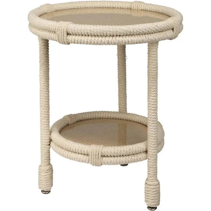 Coastal White Rope Mid Century Side Table Storage - LOOMLAN - Jamie Young - Side Tables