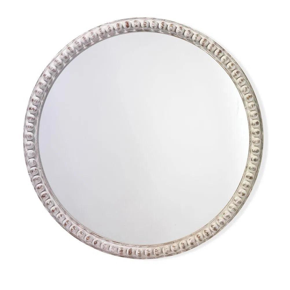 Coastal Whiteed Fir Wood Audrey Beaded Wall Mirror