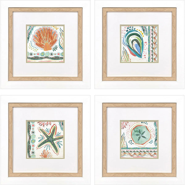 Coastline Green Framed Wall Art 4PC