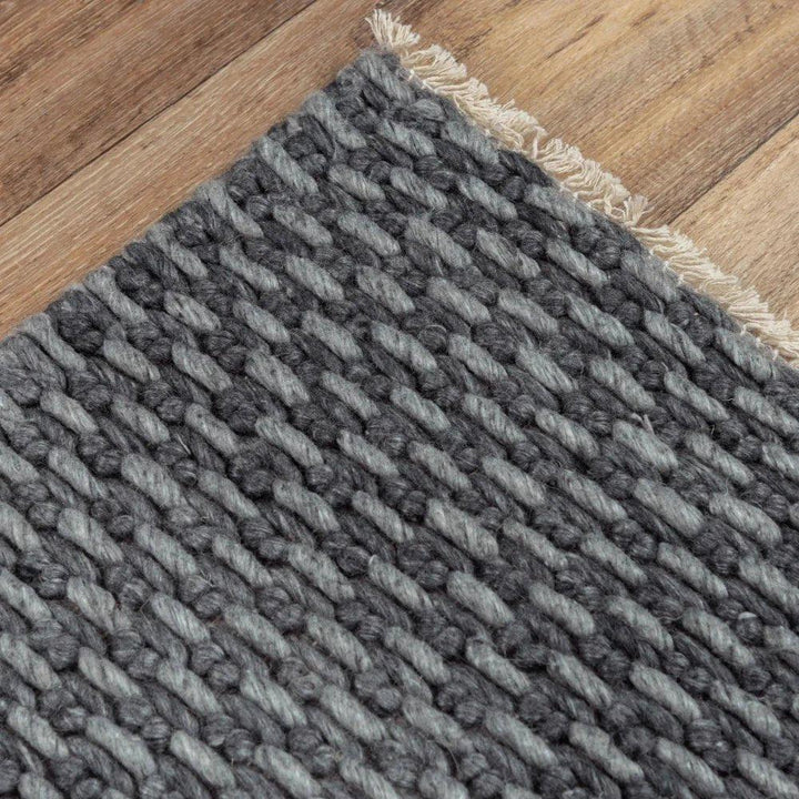 Cobi Basketweave Charcoal Area Rugs For Living Room - LOOMLAN - LOOMLAN - Area Rugs