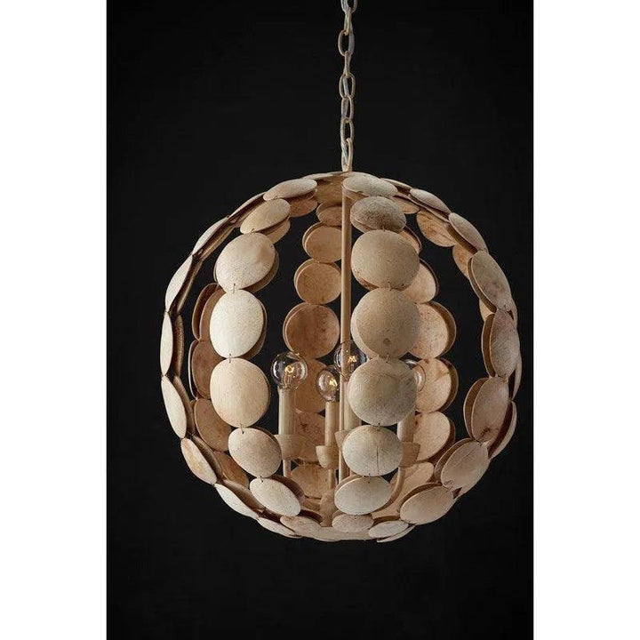 Coco Cream Tartufo Coco Shell Chandelier - LOOMLAN - Currey & Co - Chandeliers