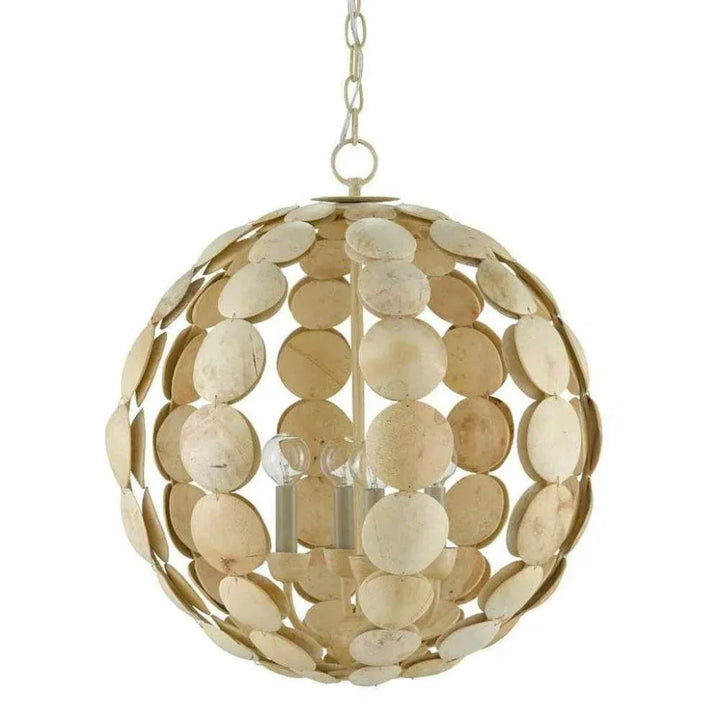 Coco Cream Tartufo Coco Shell Chandelier - LOOMLAN - Currey & Co - Chandeliers