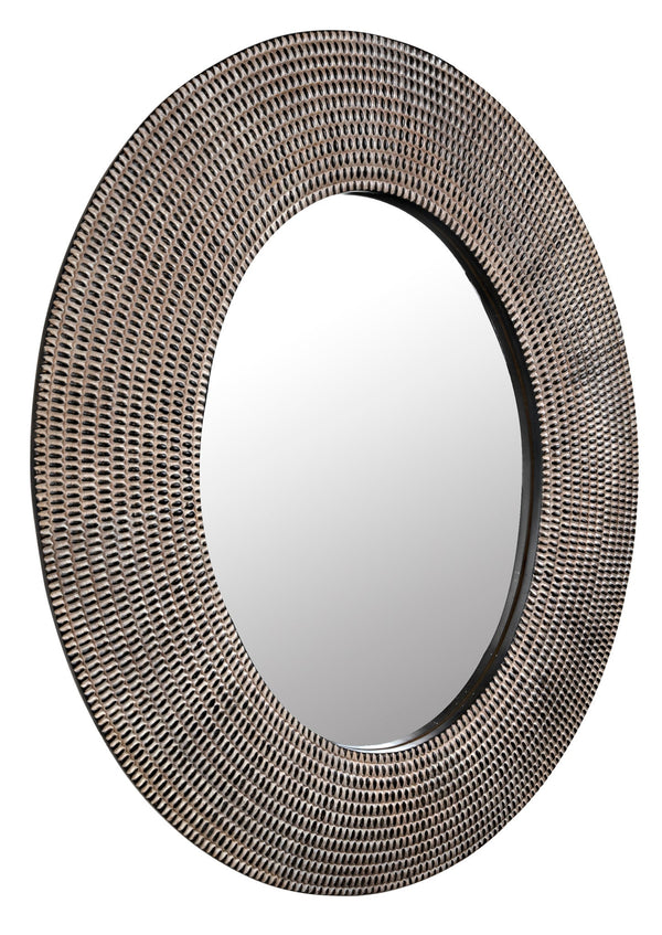 Coco Mirror Oval Wall Mirror Handcarved-Wall Mirrors-Noir-LOOMLAN