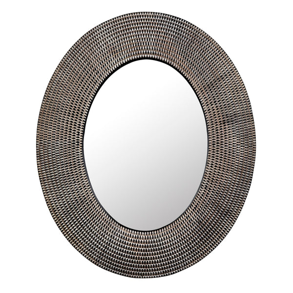 Coco Mirror Oval Wall Mirror Handcarved-Wall Mirrors-Noir-LOOMLAN