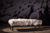 Coco Wood Black Bench with Flokati-Bedroom Benches-Noir-LOOMLAN