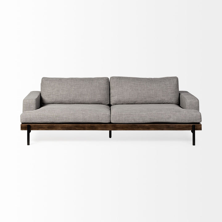 Premium Fabric Three Seater Sofa in White & Grey | LOOMLAN