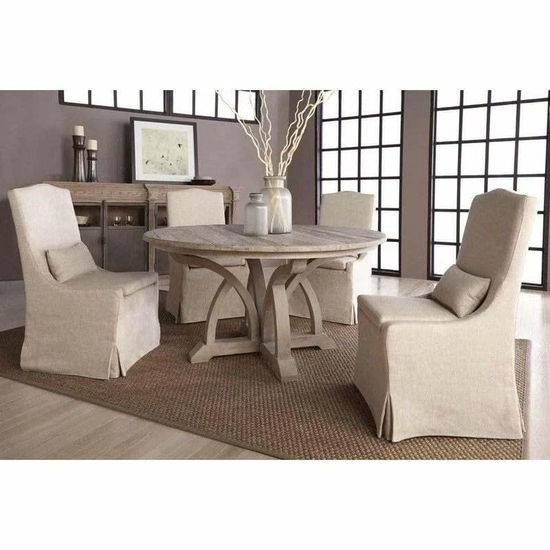 Colette Slipcover Dining Chair Set of 2 Bisque French Linen Dining Chairs LOOMLAN By Essentials For Living