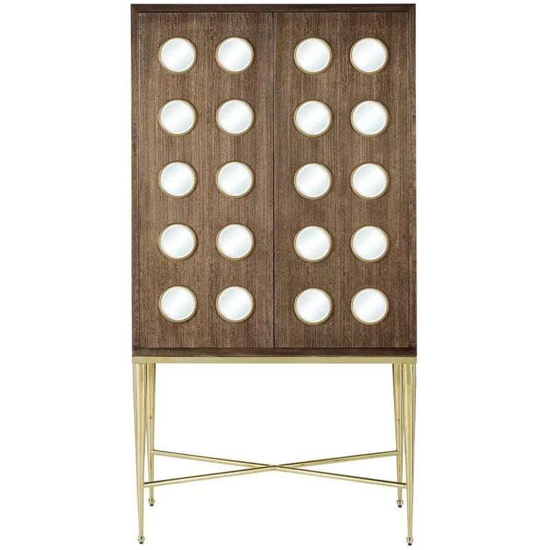 Colette Steel and Glass Brown Bar Cabinet