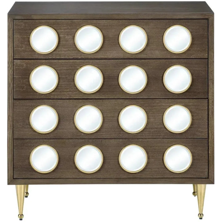 Colette Steel and Glass Brown Chest - LOOMLAN - Currey & Co - Chests