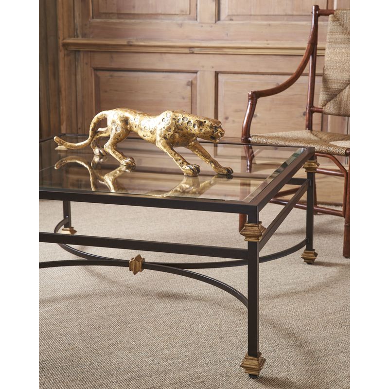 Collar Bronze Finish Glass Top Square Coffee Table-Coffee Tables-Chelsea House-LOOMLAN