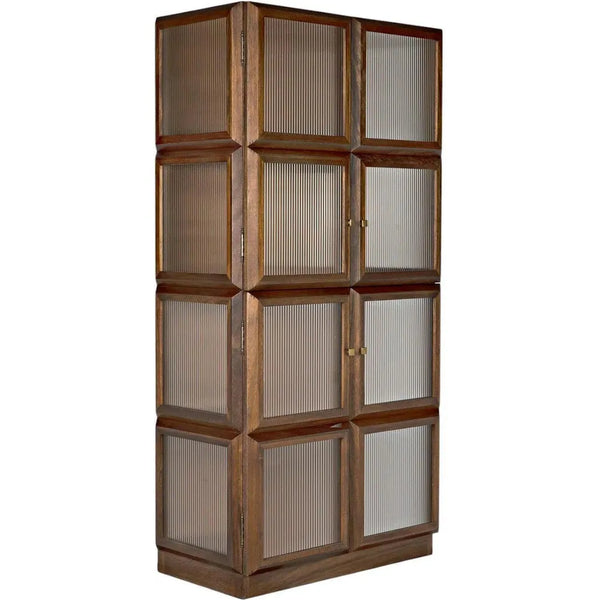 Collins Hutch Tall Curio Buffet Cabinet, Dark Walnut