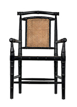 Colonial Bamboo Wood Black Arm Chair-Club Chairs-Noir-LOOMLAN