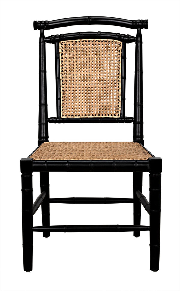 Colonial Bamboo Wood Black Armless Side Chair-Club Chairs-Noir-LOOMLAN