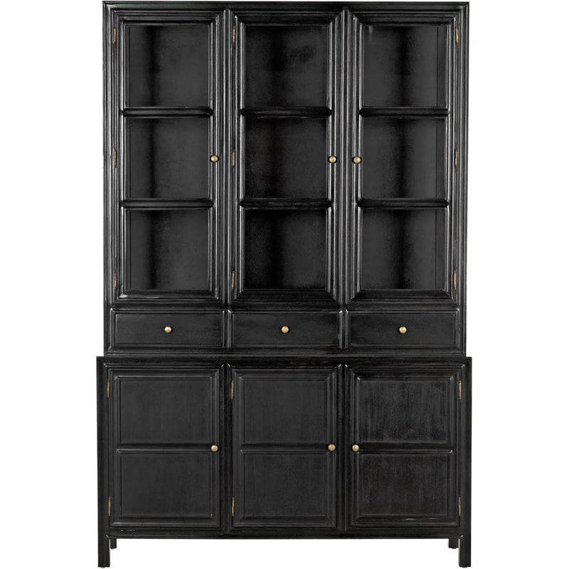 Colonial Wood Black Hutch Buffets & Curios LOOMLAN By Noir