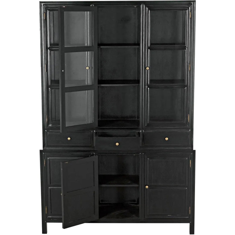 Colonial Wood Black Hutch Buffets & Curios LOOMLAN By Noir