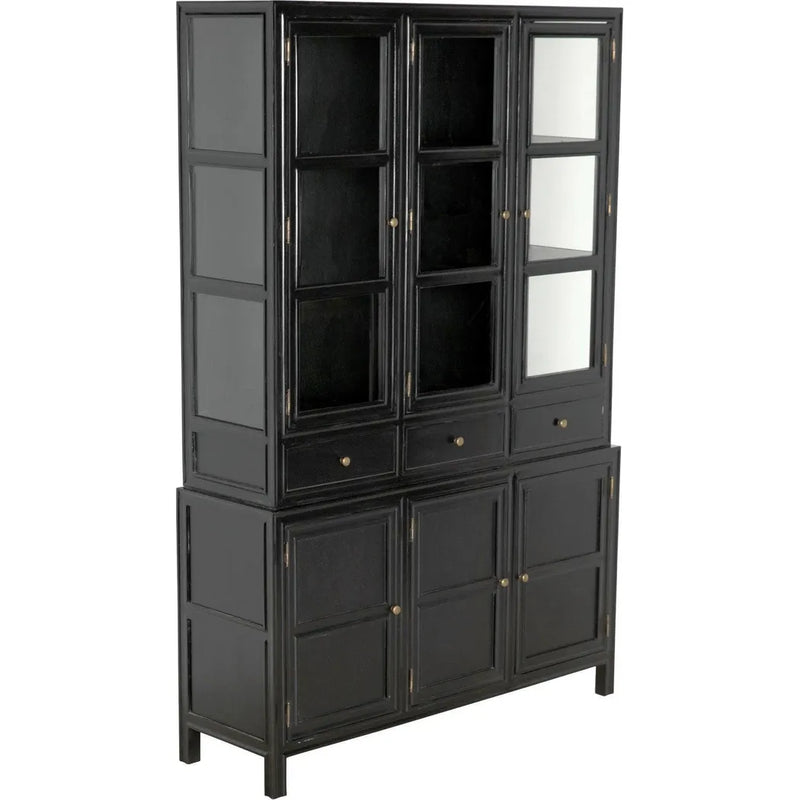 Colonial Wood Black Hutch Buffets & Curios LOOMLAN By Noir