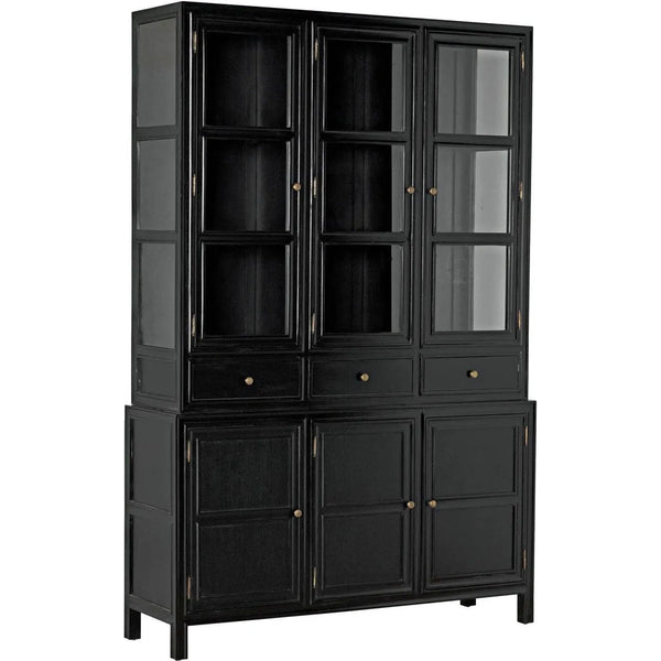 Colonial Wood Black Hutch-Buffets & Curios-Noir-LOOMLAN