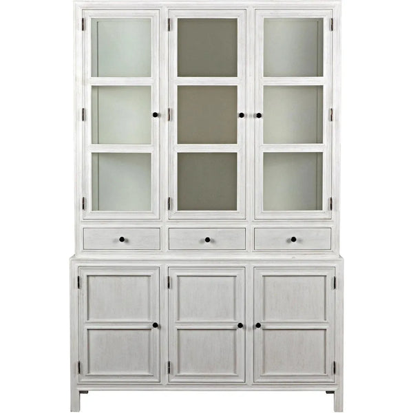 Colonial Wood White Hutch-Buffets & Curios-Noir-LOOMLAN