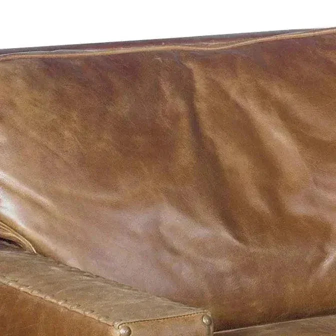 Colorado Tan Grain Leather Couch High Back Made USA - LOOMLAN