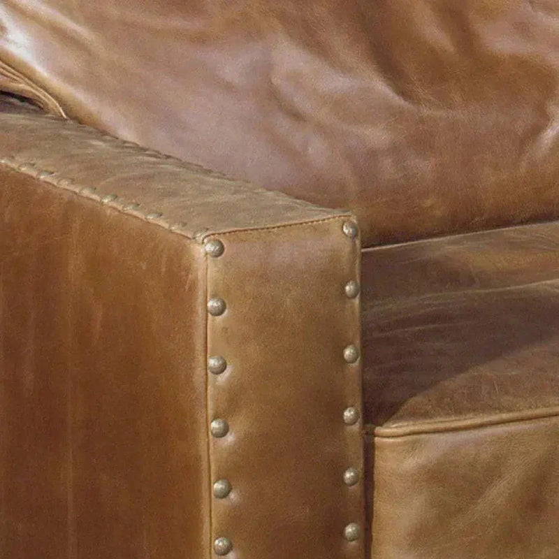 Colorado Tan Top Grain Leather Couch High Back Made In USA Sofas & Loveseats LOOMLAN By Uptown Sebastian