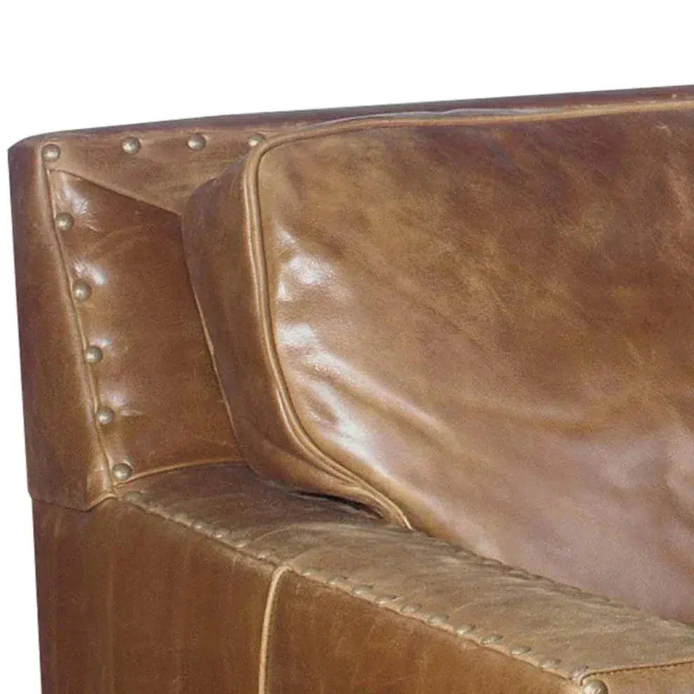 Colorado Tan Grain Leather Couch High Back Made USA