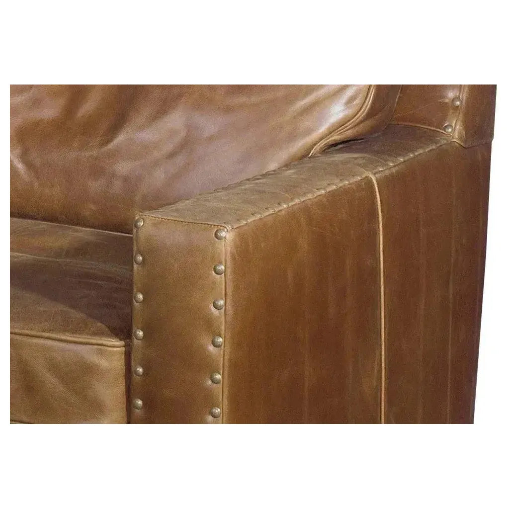 Colorado Tan Grain Leather Couch High Back Made USA