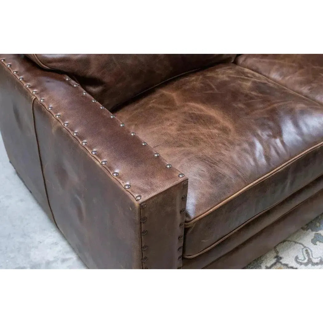 Colorado Tan Grain Leather Couch High Back Made USA