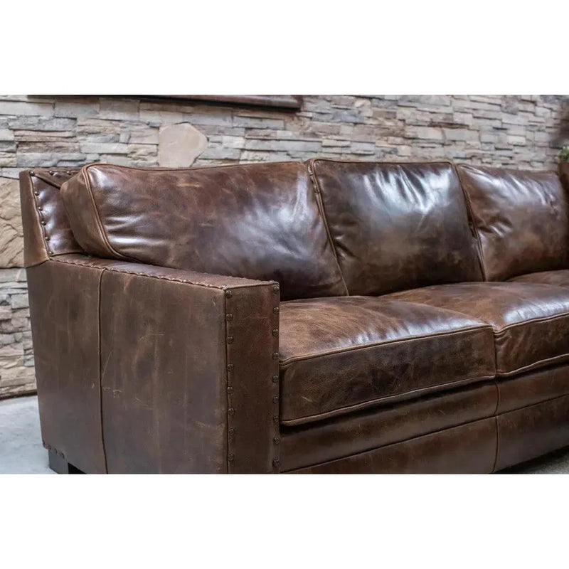 Colorado Tan Top Grain Leather Couch High Back Made In USA Sofas & Loveseats LOOMLAN By Uptown Sebastian