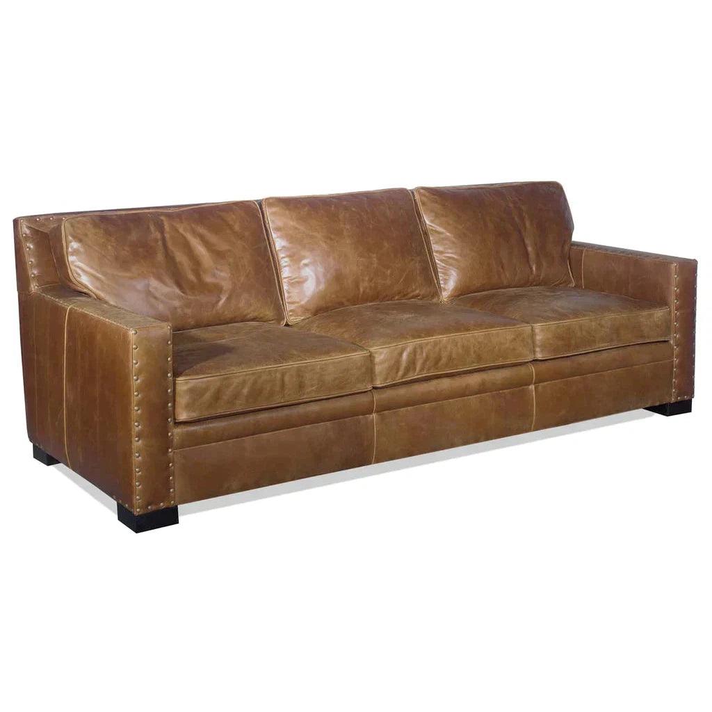 Colorado Tan Grain Leather Couch High Back Made USA