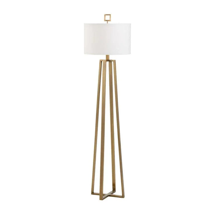 Colson Open Geometric Based Brass Floor Lamp-Floor Lamps-Wildwood-White-LOOMLAN