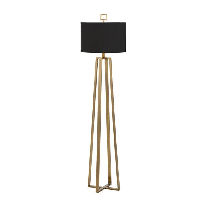 Colson Open Geometric Based Brass Floor Lamp-Floor Lamps-Wildwood-Black-LOOMLAN