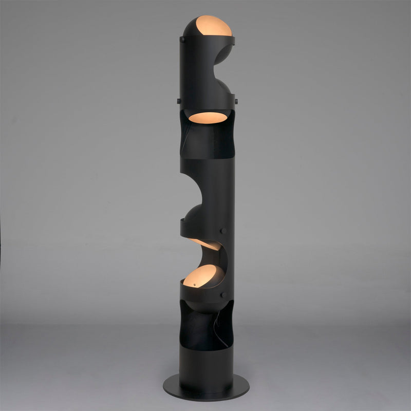 Columna Floor Lamp, Black Steel-Floor Lamps-Noir-LOOMLAN