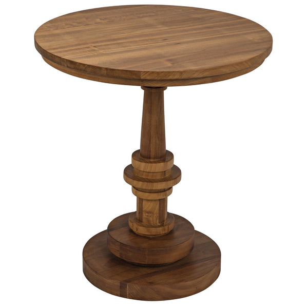 Comodo Teak Wood Round Side Table-Side Tables-Noir-LOOMLAN